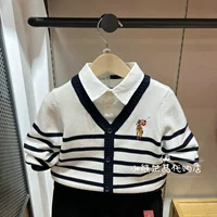 Детская детская одежда Polowalk Подличная 24 Spring Boys Stripes Фамики Две куски кардигана AMRW412C0081