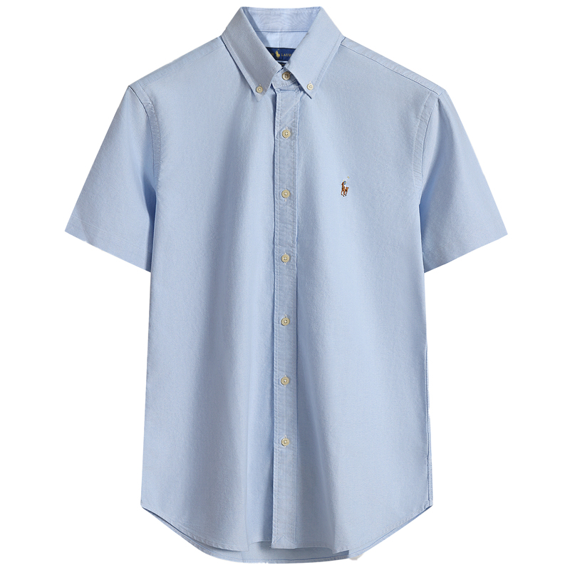 North American Genuine Ralph Lauren Men's Short-Sleeved Shirt Rl Paul Classic Pure Cotton No-Iron Slim-Fit Oxford Textile Polo Shirt