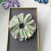 Ning Mengs handmade large green plaid edged intestine ring non-returnable and non-exchangeable