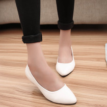 2021 Korean summer leather shoes womens casual shoes womens flat bottom slope heels womens black work shoes shallow mouth