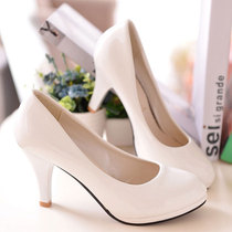2020 summer European and American new fashion formal womens shoes thin heel round head professional ol single shoes black high heels white shoes