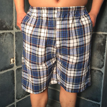 Large size mens new printed plaid five-point pants mens casual shorts middle pants fat cotton beach pants summer