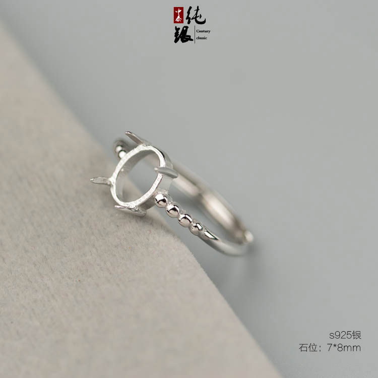 Đơn giản và hào phóng nữ nhẫn chủ Châu Âu và Mỹ thời trang 925 sterling silver ring hỗ trợ rỗng hổ phách dày đặc sáp sống miệng 7 * 8