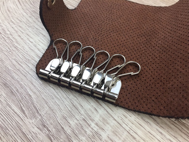 Xiaowo lớp đầu tiên da bò ban đầu làm bằng tay túi khóa retro rỗng màu nâu cũ cũ hoài cổ đơn giản truy cập gói thẻ - Trường hợp chính ví móc chìa khóa nữ