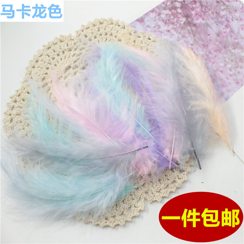 50 Root DIY Ornament Accessories Feather Small Fluff Feather Macaron Color Turkey Feather Craft Decorative Feather