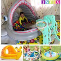 Childrens ocean ball pool with slide indoor swimming pool inflatable toy sand pool shark water sunshade pool