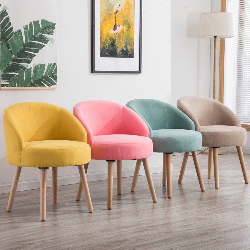 Small sofa Balcony Bedroom Mini Sofa Chair Casual Dining Chair Sloth Sofa Solid Wood Fabric Small Family Sofa