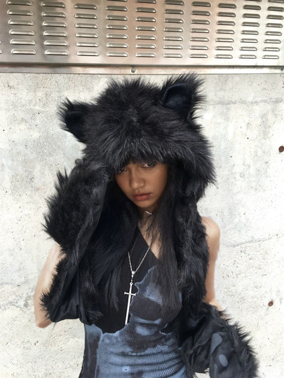 Y2k Hot Girl Weihnachten Harajuku Hime Furry Fox Ohrschal Handschuhe One Hat Pure Desire Niedliche Ohrenschutzmütze