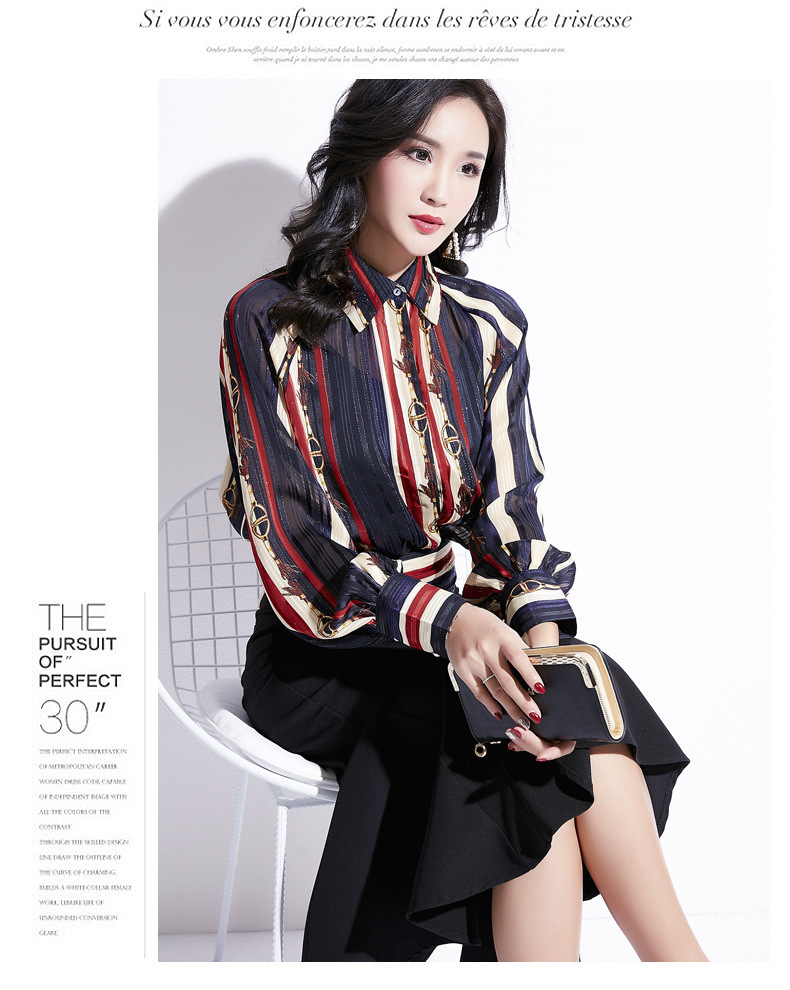 Áo sơ mi nữ mới Áo dài tay nữ Hàn Quốc Áo sơ mi voan cổ áo Dot kích thước lớn Loose Top SFY3368 - Áo sơ mi dài tay các kiểu áo sơ mi