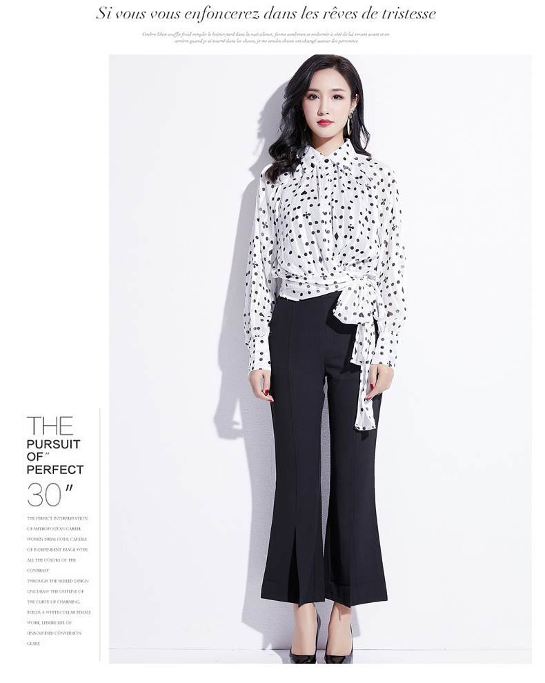 Áo sơ mi nữ mới Áo dài tay nữ Hàn Quốc Áo sơ mi voan cổ áo Dot kích thước lớn Loose Top SFY3368 - Áo sơ mi dài tay các kiểu áo sơ mi