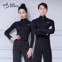  Magnificent Latin dance clothing modern dance top women and mens new adult high-neck long-sleeved national standard dance clothing practice clothing