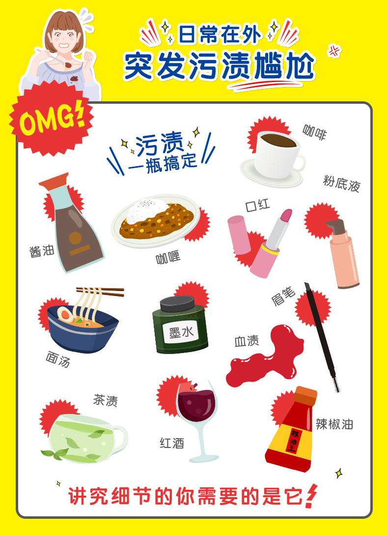 日本狮王 LION 免洗去渍笔 酱油/咖啡/口红/油渍 17ml*2支 图3