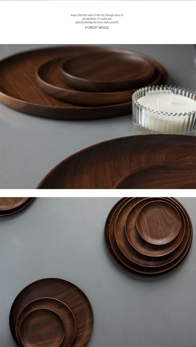 Đen Walnut Đĩa Nhật Bản Sáng Tạo Tấm Đồ Ăn Nhẹ Trái Cây Bữa Ăn Nhẹ Trái Cây Tấm Gỗ Rắn Khay đĩa trái cây bằng gỗ