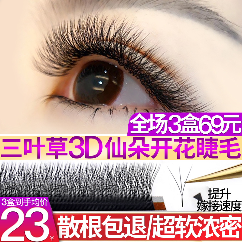 Clover Eyelashes Grafting 3D Fairy Flowers Automatic Flowering Y-shaped Super Soft Mink 3-leaf Clover Eyelashes Blooming yy - Taobao