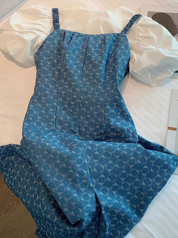 Brand counters withdrawn from foreign trade original single-tail goods clearance and dyeing 2022 new French two-piece dress women