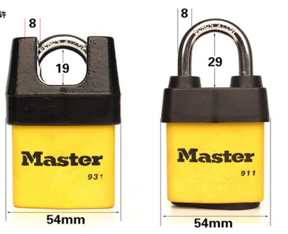 U.S. Masterlock 931DPF interchangeable lock bag hook lock harsh weather weatherproof anti-theft padlock