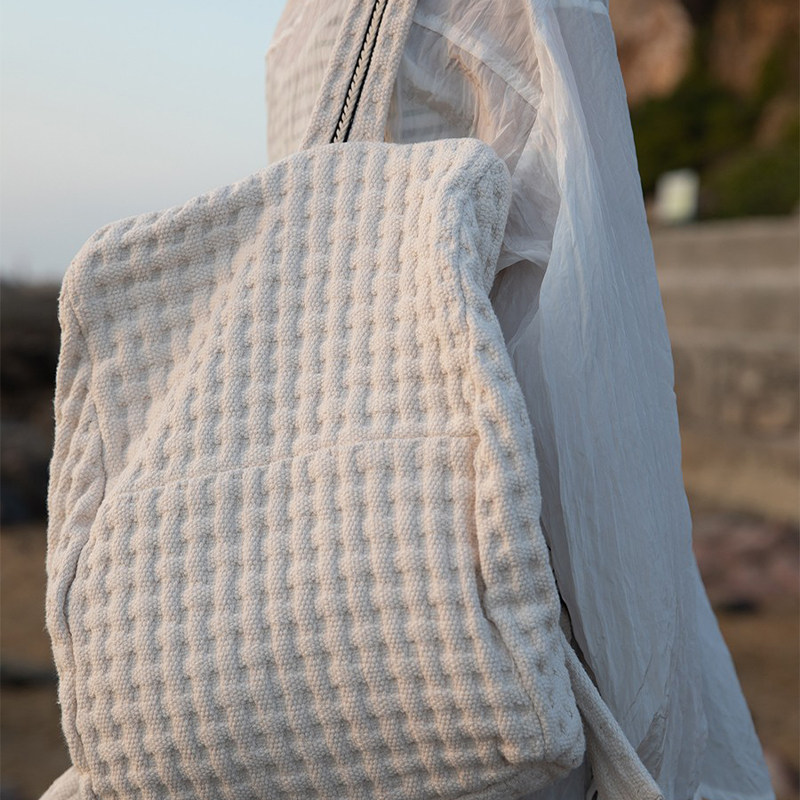 (Welfare) Hemp Colorless Design Full Cotton Knit Double Shoulder Bag Handwoven Small Crowddesigner Tide Pack