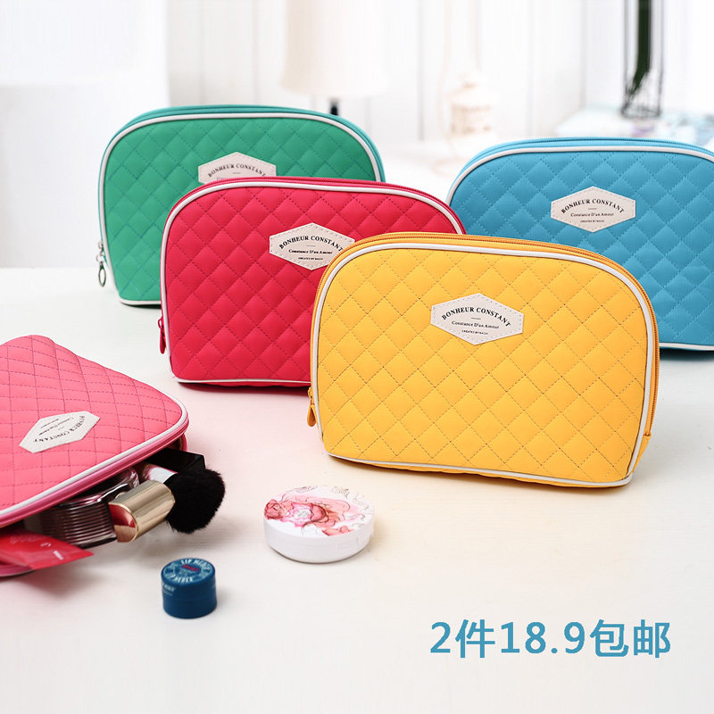 Nale Rhomboid Lattice Large Capacity Cosmetic Bag Lady Laced Cosmetic containing bag 2-piece kit