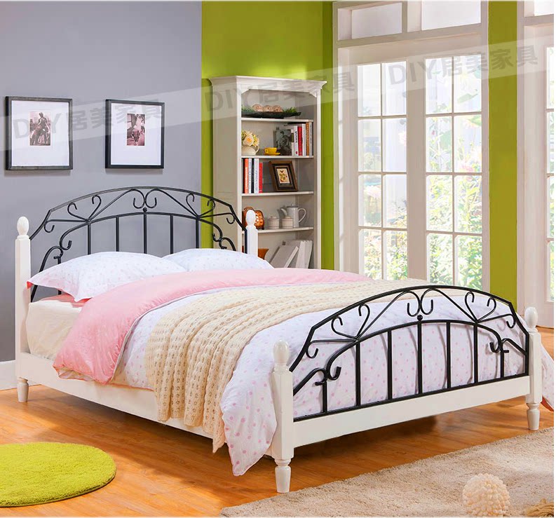 ins Nordic Wrought iron bed thickened and reinforced 15 meters iron bed frame Modern simple net red iron frame bed double bed 1 8 meters