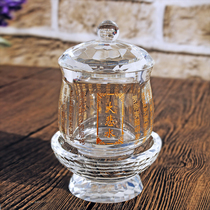 Meditation supplies Buddhist tools Buddha hall Great Compassion water crystal offering cup Great Compassion mantra offering to the Buddha Holy water cup in front of the Buddha