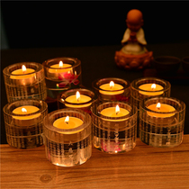 Meditation Buddhist tools butter lamp holder Heart Sutra Great Compassion Mantra crystal sutra Buddhist lamp candlestick Buddhist hall 4-hour universal candlestick