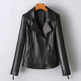 2025 Spring and Autumn New Haining Genuine Leather Jacket for Women, Short Black Slim Fit Vegetable-Tanned Sheepskin Fashion Coat