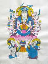 Weifang Yangjiabu Woodcut New Year Painting Thousand Hands Guanyin Traditional Handmade Color Printing Intangible Cultural Heritage