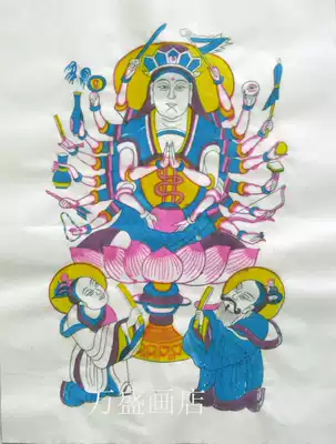 Weifang Yangjiabu Woodblock New Year Painting thousand-handed Guanyin traditional handmade color printing Intangible Cultural heritage