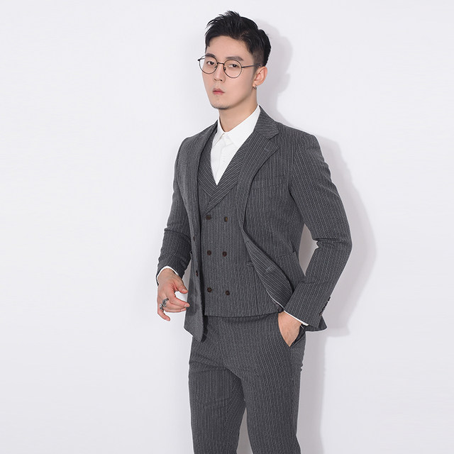 Kawazawa light business striped suit jacket men's new British style work professional fit suit small suit