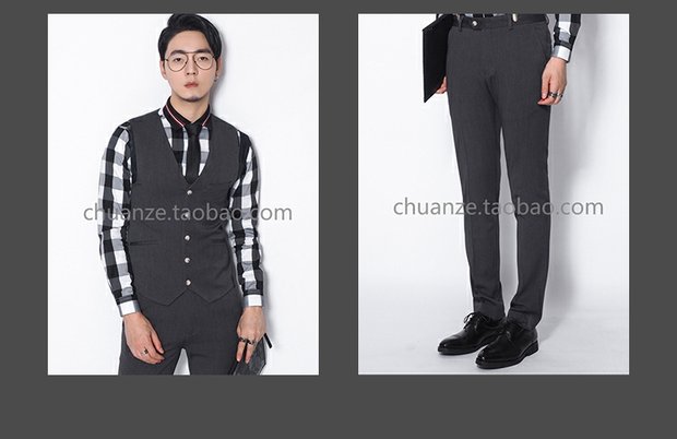 Bộ đồ vest nam mỏng của Kawasawa Anh màu xám carbon ba mảnh phù hợp với phiên bản Hàn Quốc của bộ vest vest phù hợp với nam giới shop do nam cao cap