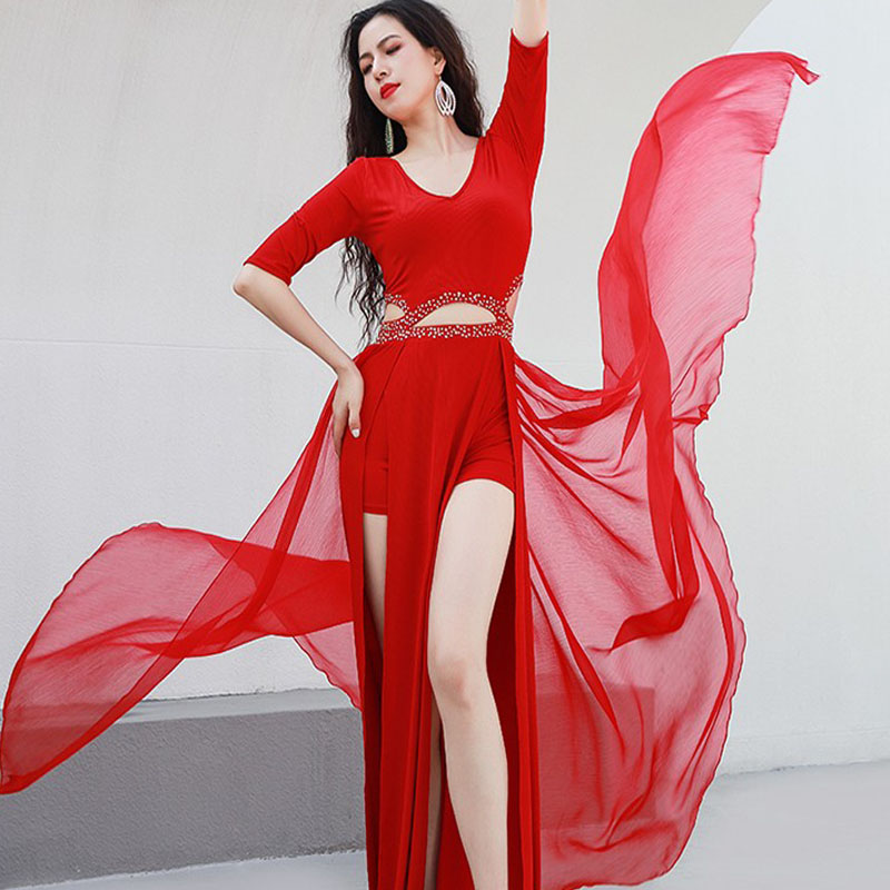 New belly dance of the city dance, hot and drilling waist hollow drift dress uniform and performing uniformed to protect the waist girl