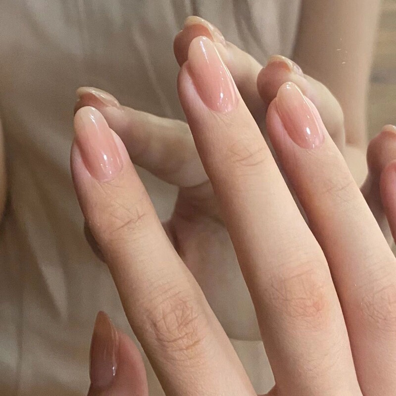 Popular Wearable Nails, Short Style, Nude Color Gradient Nail Tips, Blush Manicure, Wearable Nail Stickers