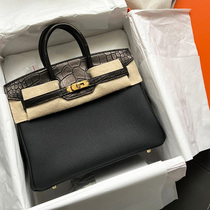 Purely handmade wax line 2023 platinum bag with American crocodile leather TOGO cowhide handbag imported from Germany