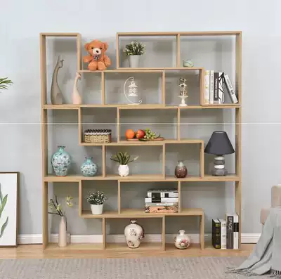 Floor-to-ceiling potted double-sided large-capacity room oversized iron frame Living room locker finishing decoration bookshelf