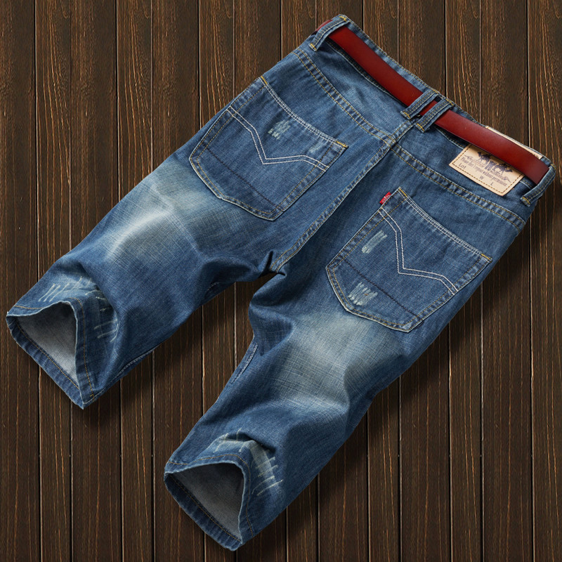 Kích thước lớn lỏng quần denim quần short nam mùa hè phần mỏng quần nam thẳng cộng với phân bón tăng ống túm năm quần shop quần áo nam
