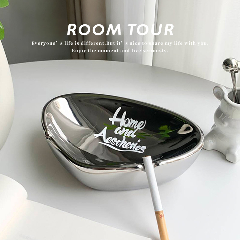 Light Extravagant Ceramic Ashtrays Advanced Sensory home Living room Xuanguan Desktop Decorative Containing Swing office Smoke vat-Taobao