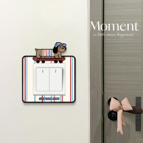 Acrylic switch sticker dachshund cartoon hand-painted socket frame cover self-adhesive cover up beautification switch decorative wall sticker