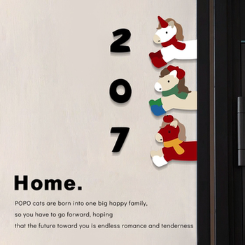 Pony Door Sign for Home Use, Year of the Horse, High-End Luxury Entrance Door Number Sign, Acrylic Door Decoration, Three-Dimensional Number Plate