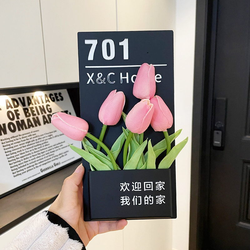 Light extravagant net red home doorplate bookable digital number plate doorway induction atmosphere light entrance plate number Custom-Taobao