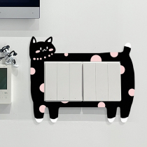 Polka dot cat switch decorative wall sticker double open three open socket protective cover acrylic waterproof home beautification frame cover