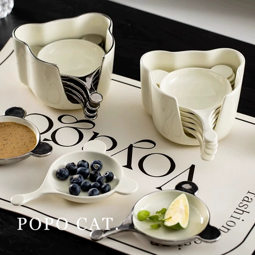 Легкая роскошная рвота с костяным диском домик керамический вкус диск маленькое блюдо с высоким содержанием медведей медведей пельмены соус диск