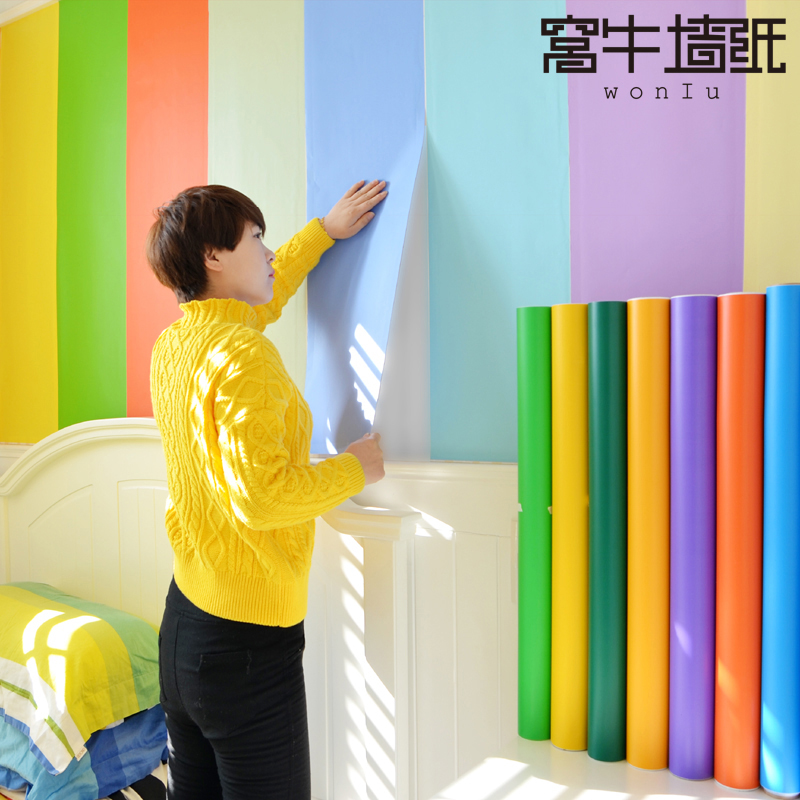 Wallpaper self-adhesive wall stickers Wall paper solid color decorative bedroom warm stickers Moisture-proof waterproof scrubbable stickers