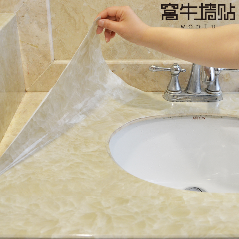 Wall sticker wallpaper Self-adhesive cabinet desktop kitchen anti-oil powder room countertop Marble waterproof moisture-proof tile sticker paper