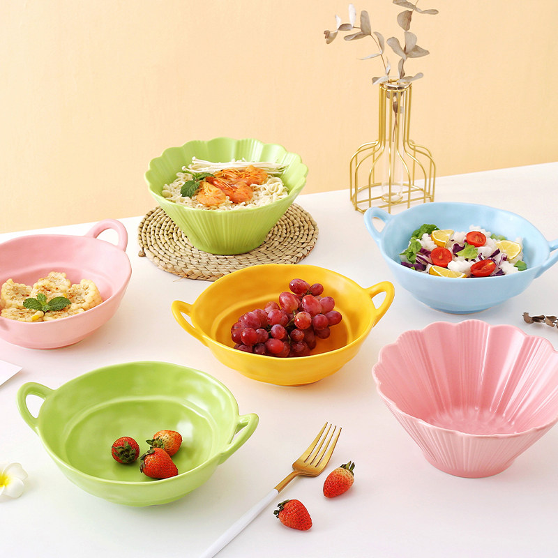 Ceramic Salad Bowl Net Red Ins Fruit Bowl Nordic Creative Dessert Bowl Household Tableware Soup Bowl Noodle Bowl Baking Bowl - Taobao