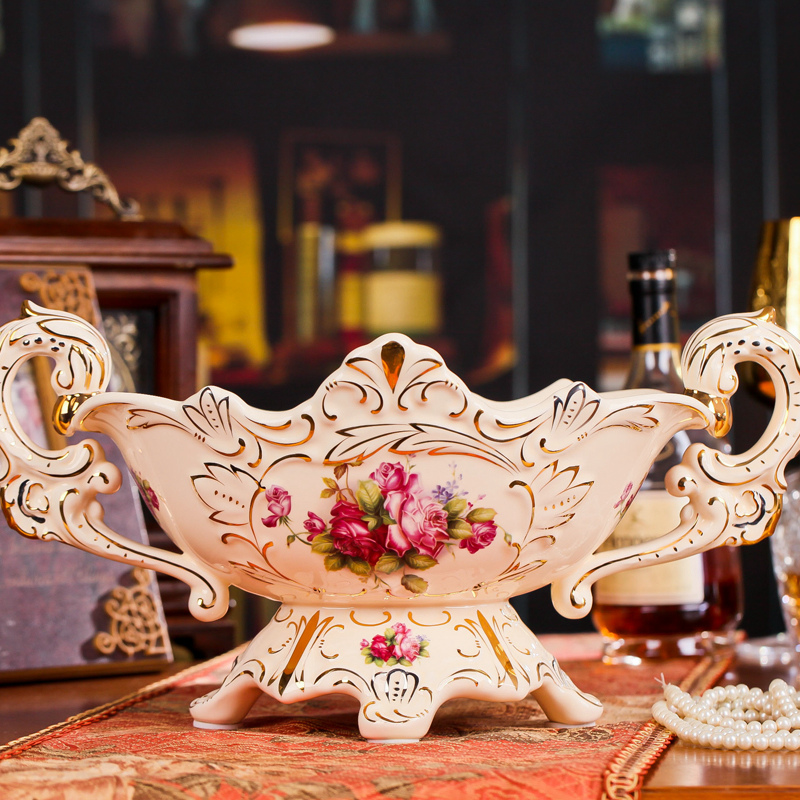 Ou compote ceramic fruit bowl retro household adornment furnishing articles creative living room package mail tea table