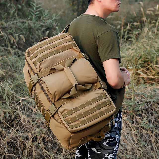 Outdoor camouflage oversized handbag mountaineering bag multifunctional four-use backpack travel bag breathable rucksack 60L