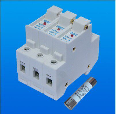 High quality 10*38 ceramic fuse base 3P with indicator light RT18-32 3P fuse base