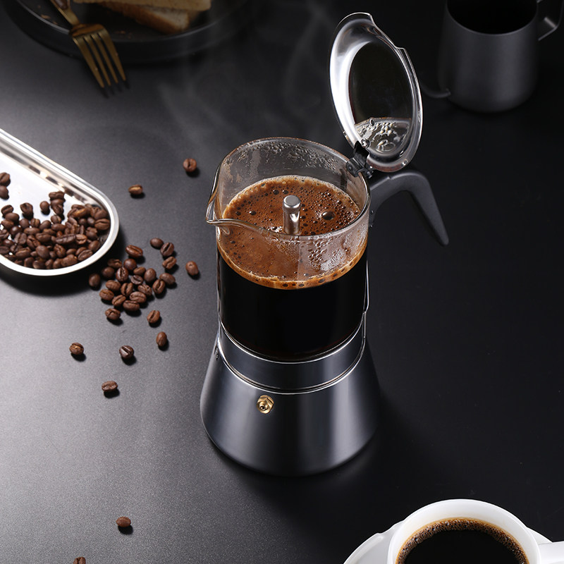 American seecin glass mocha pot hand brew coffee pot home portable concentrated stainless steel utensils brew coffee pot