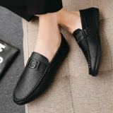 Дышащие и повседневные 𫔮Мужские одноразовые нескользящие туфли из мягкой кожи в британском стиле 𫔭Мокасины для мальчиков на толстой кожаной подошве