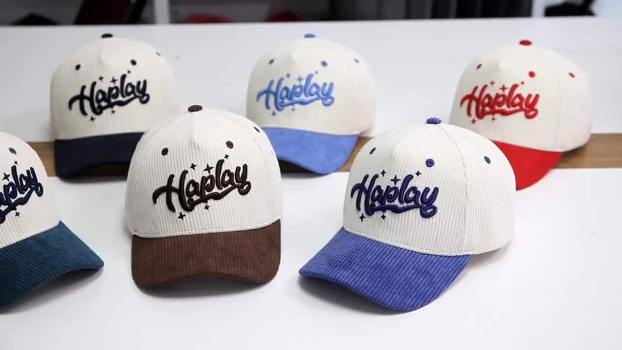 Custom Two Tone Mens Women Baseball Hat 5 Panel Embroidery Logo Green